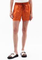 Women Orange Mid Rise Mini Shorts