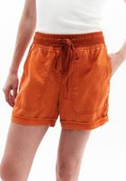 Women Orange Mid Rise Mini Shorts