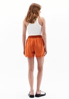 Women Orange Mid Rise Mini Shorts