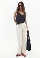 Bayan Bej Wide-Leg Denim Pantolon