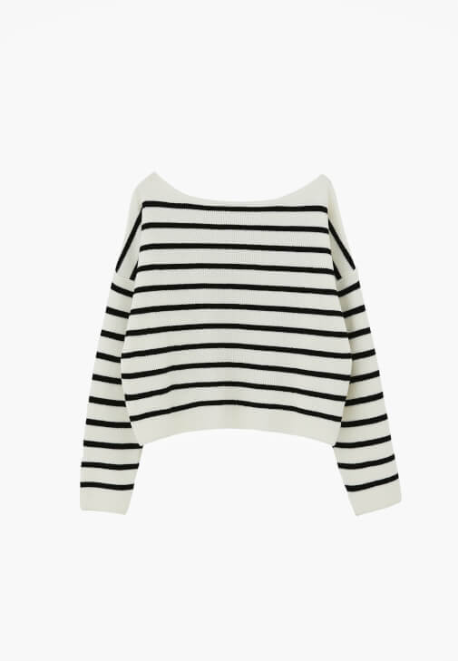 Çizgili Kazak ve Barrel-Fit Denim Kombini