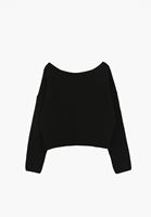 Bayan Siyah Bot Yaka Triko Kazak