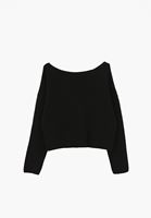 Bayan Siyah Bot Yaka Triko Kazak