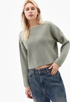 Bayan Yeşil Bot Yaka Triko Kazak