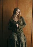 Bayan Yeşil V Yaka Kazak