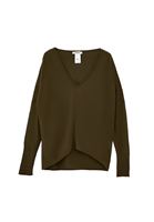 Bayan Yeşil V Yaka Kazak