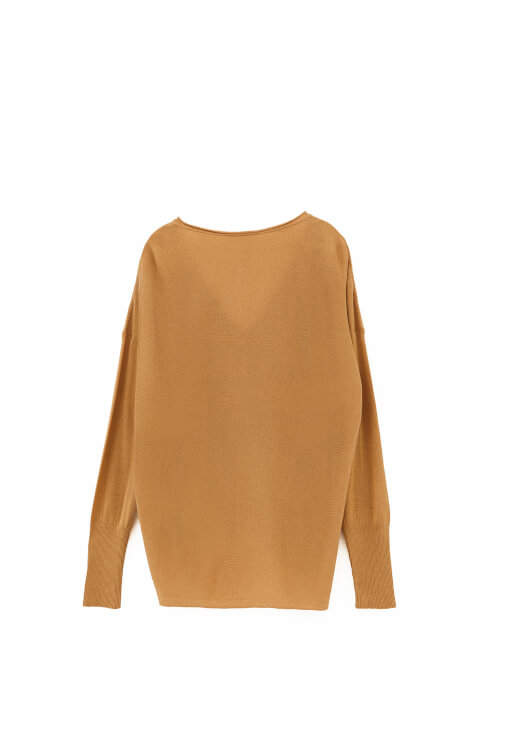 V Yaka Triko Kazak ve Bol Paça Pantolon Kombini