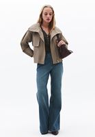 Uzun Kollu Tişört ve Wide-Leg Denim Pantolon Kombini
