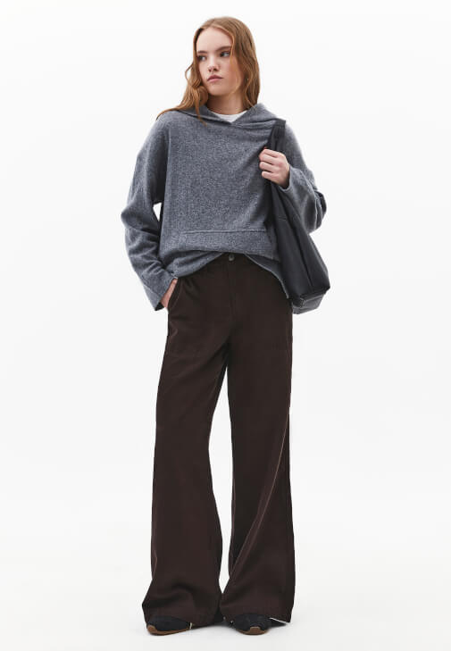 Kahverengi Wide-Leg Pantolon ( TENCEL™ )