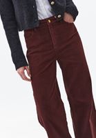Bayan Kahverengi Wide-Leg Kadife Pantolon