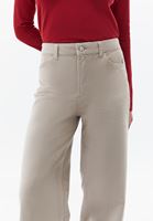 Bayan Bej Wide-Leg Kadife Pantolon