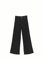 Bayan Siyah Wide-Leg Kadife Pantolon