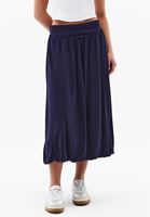 Bayan Lacivert Modal Yüksek Bel Balon Etek