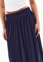 Bayan Lacivert Modal Yüksek Bel Balon Etek