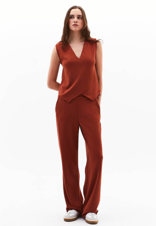 Kiremit Modal Straight-Fit Pantolon