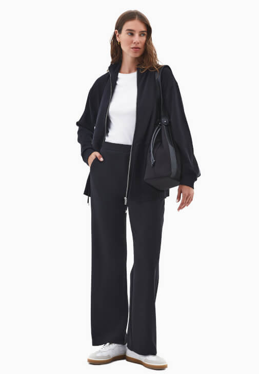 Siyah Modal Straight-Fit Pantolon