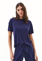 Bayan Lacivert Modal Sıfır Yaka Tişört