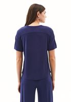 Bayan Lacivert Modal Sıfır Yaka Tişört