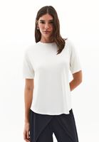 Bayan Krem Modal Sıfır Yaka Tişört