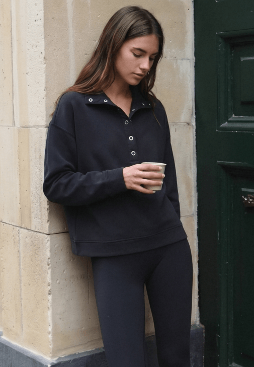 Modal Çıtçıtlı Sweatshirt ve Tayt Kombini