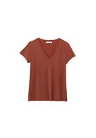 Bayan Kiremit Modal V Yaka Tişört