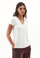 Bayan Krem Modal V Yaka Tişört