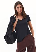 Bayan Siyah Modal V Yaka Tişört
