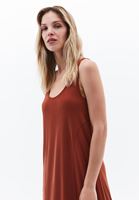 Bayan Kiremit Modal U Yaka Uzun Elbise