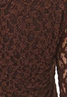 Bayan Kahverengi Dantelli Bot Yaka Bluz