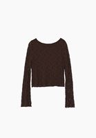 Bayan Kahverengi Dantelli Bot Yaka Bluz