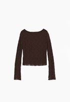 Bayan Kahverengi Dantelli Bot Yaka Bluz