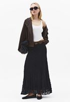 Bayan Siyah Dantelli Uzun Etek