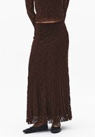 Bayan Kahverengi Dantelli Uzun Etek