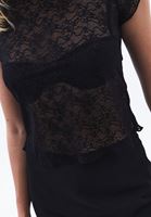 Bayan Siyah Bot Yaka Dantel Tişört