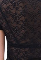 Bayan Siyah Bot Yaka Dantel Tişört