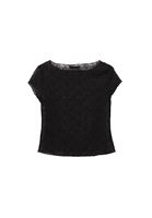 Bayan Siyah Bot Yaka Dantel Tişört