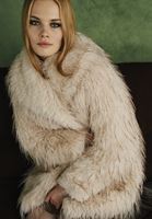 Bayan Krem Oversize Vegan Kürk Kaban