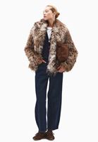 Bayan Çok Renkli Oversize Vegan Kürk Kaban