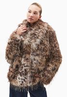 Bayan Çok Renkli Oversize Vegan Kürk Kaban