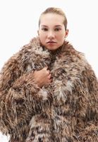 Bayan Çok Renkli Oversize Vegan Kürk Kaban