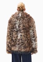 Bayan Çok Renkli Oversize Vegan Kürk Kaban