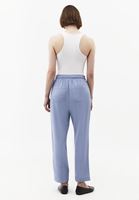 Bayan Mavi Keten Karışımlı Carrot-Fit Pantolon