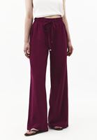 Bayan Mor Keten Karışımlı Wide-Leg Pantolon