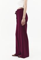 Bayan Mor Keten Karışımlı Wide-Leg Pantolon