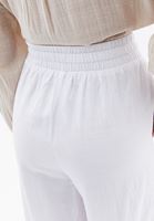 Bayan Beyaz Keten Karışımlı Wide-Leg Pantolon