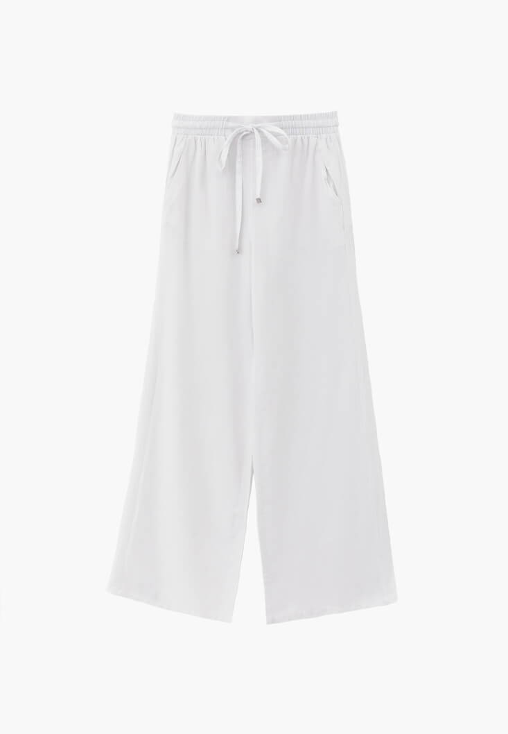 Keten Karışımlı Wide-Leg Pantolon - Görsel 6