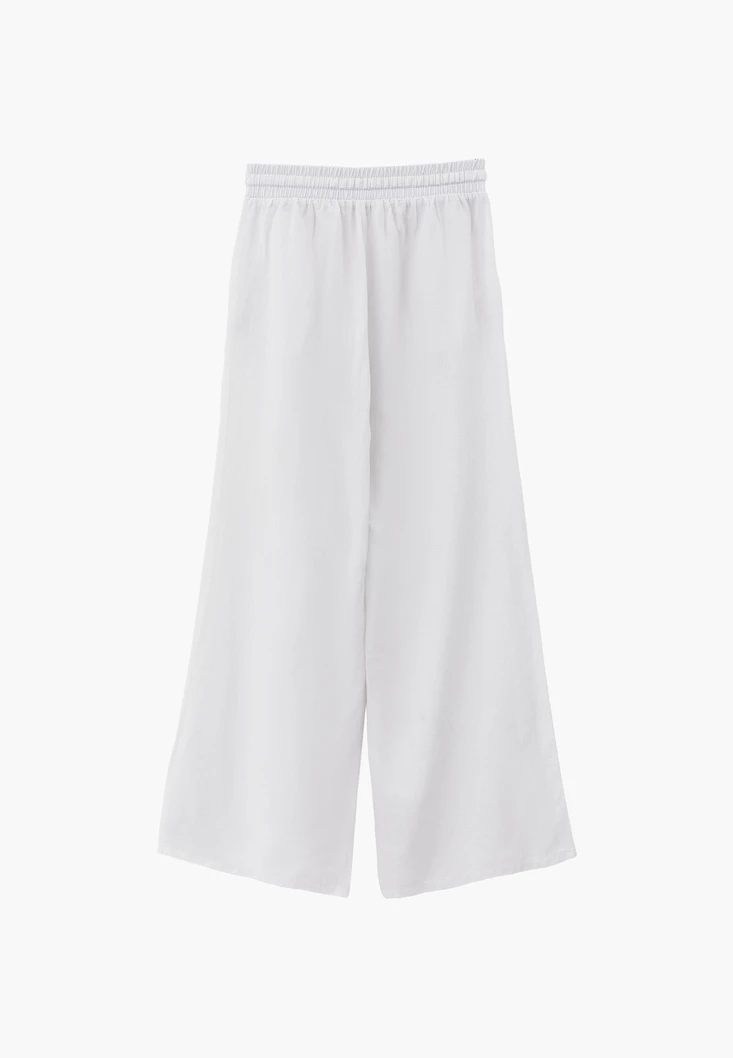 Keten Karışımlı Wide-Leg Pantolon - Görsel 7