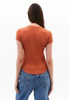Bayan Turuncu Modal Düğme Detaylı Tişört