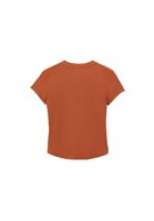 Bayan Turuncu Modal Düğme Detaylı Tişört