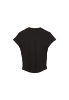 Bayan Siyah Modal Düğme Detaylı Tişört